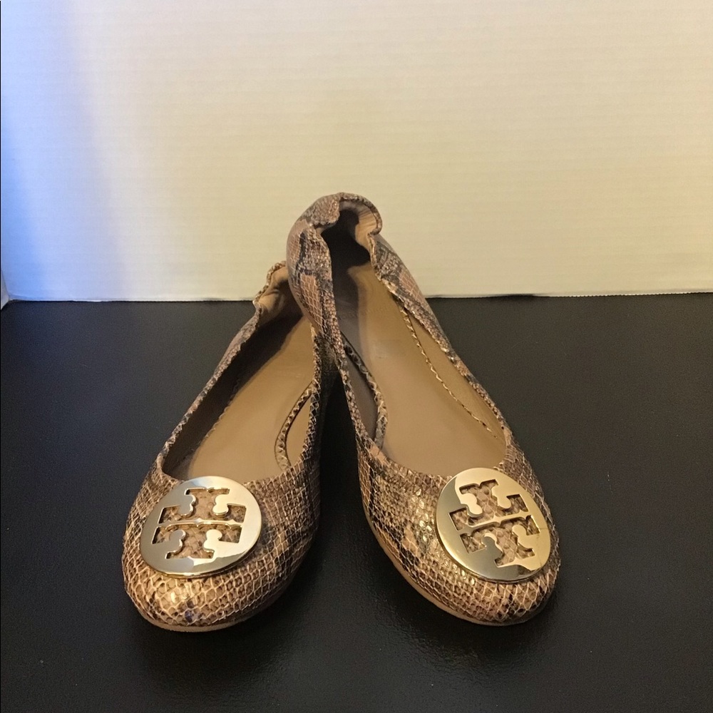 Tory Burch Reva Snakeskin Ballet Flats - Picture 2 of 12